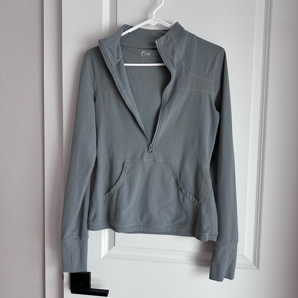 Zyia Active Gray Pocket 1/2 Zip Pullover | Women’s Athletic Sweatshirt | Size Sm